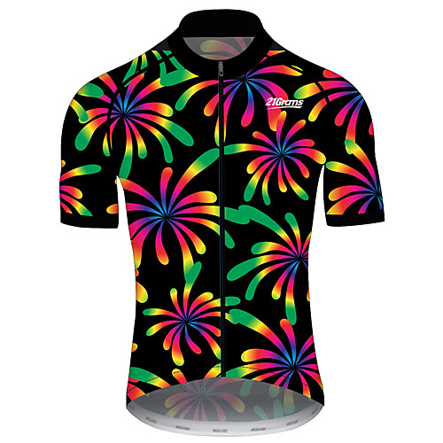 

21Grams Women's Men's Short Sleeve Cycling Jersey Spandex Black / Red Solid Color Floral Botanical Bike Jersey Top Mountain Bike MTB Road Bike Cycling UV Resistant Breathable Quick Dry Sports