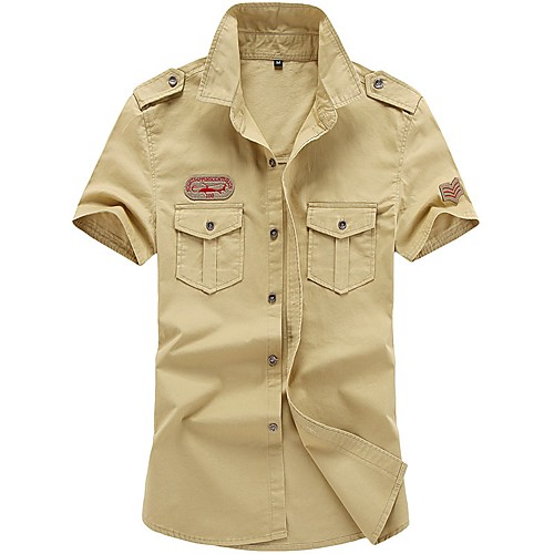 

Men's Solid Colored Shirt Daily Army Green / Khaki / Royal Blue / Short Sleeve