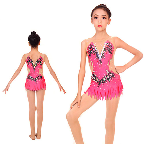 

21Grams Rhythmic Gymnastics Leotards Artistic Gymnastics Leotards Women's Girls' Kids Leotard Spandex High Elasticity Handmade Sleeveless Competition Dance Rhythmic Gymnastics Artistic Gymnastics