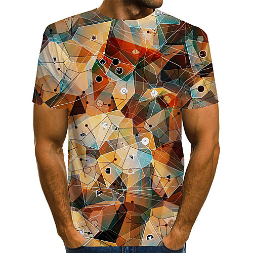 

Men's 3D T-shirt Basic Daily Round Neck Rainbow / Short Sleeve