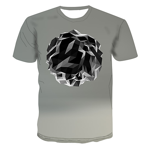 

Men's 3D Abstract Print T-shirt Street chic Punk & Gothic Club Weekend Round Neck Light gray / Short Sleeve