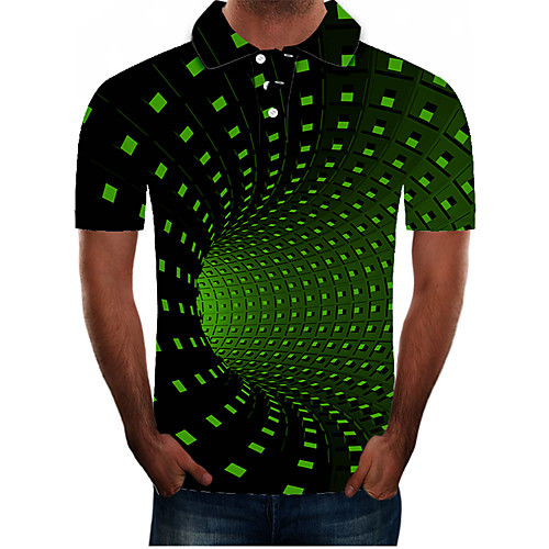 

Men's Plus Size Color Block Graphic Slim Polo Street chic Exaggerated Daily Going out Shirt Collar Green / Short Sleeve