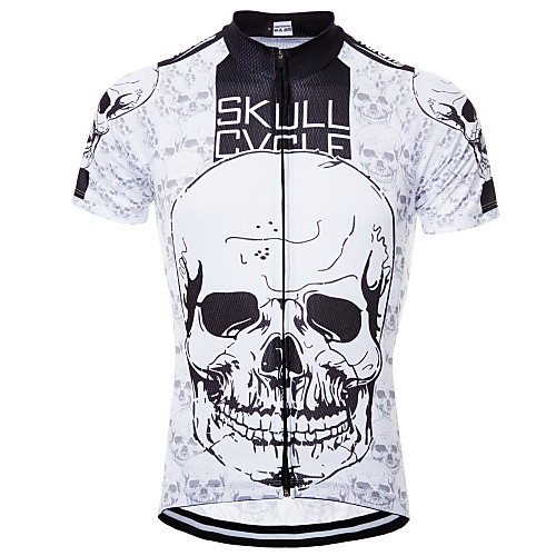 

21Grams Skull Men's Short Sleeve Cycling Jersey - Black / White Bike Jersey Top Quick Dry Sweat-wicking Sports Terylene Mountain Bike MTB Road Bike Cycling Clothing Apparel / Micro-elastic / Race Fit