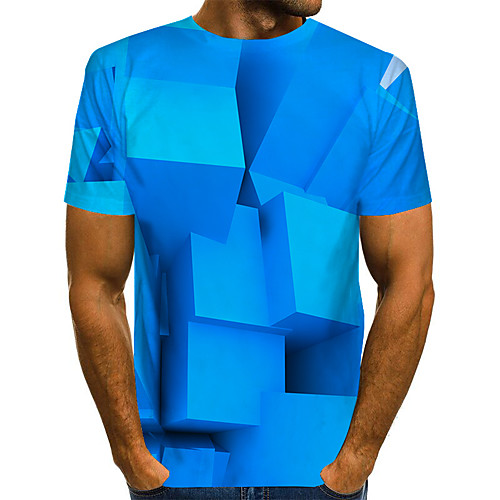 

Men's 3D T-shirt Basic Daily Round Neck Rainbow / Short Sleeve