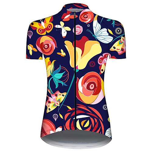 

21Grams Women's Short Sleeve Cycling Jersey Spandex RedBlue Butterfly Floral Botanical Bike Jersey Top Mountain Bike MTB Road Bike Cycling UV Resistant Quick Dry Breathable Sports Clothing Apparel