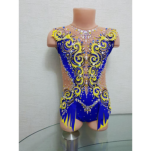 

21Grams Rhythmic Gymnastics Leotards Artistic Gymnastics Leotards Women's Girls' Kids Leotard Spandex High Elasticity Breathable Handmade Sleeveless Training Dance Rhythmic Gymnastics Artistic