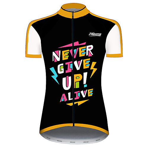 

21Grams Women's Short Sleeve Cycling Jersey Spandex Black / Yellow Lightning Solid Color Bike Jersey Top Mountain Bike MTB Road Bike Cycling UV Resistant Breathable Quick Dry Sports Clothing Apparel