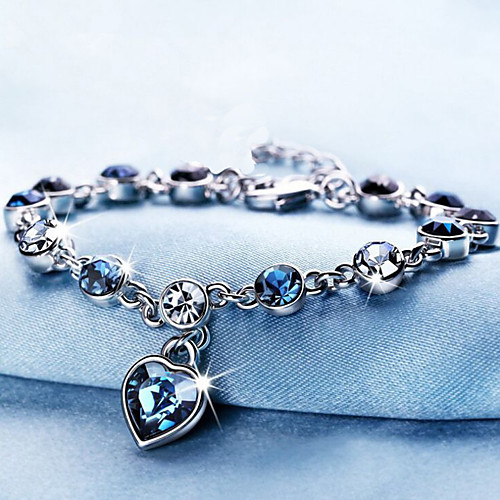 

Women's Crystal Crystal Bracelet Classic Heart Sweet Cute Rhinestone Bracelet Jewelry Blue For Wedding Party