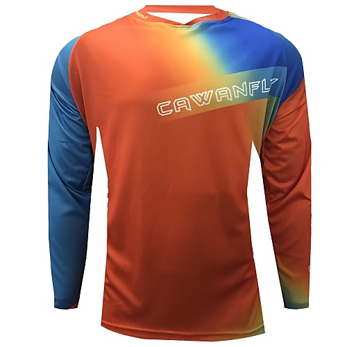 

CAWANFLY Men's Long Sleeve Cycling Jersey Downhill Jersey Dirt Bike Jersey Winter Polyester Black Patchwork Gradient Novelty Bike Jersey Top Mountain Bike MTB Breathable Quick Dry Sweat-wicking Sports