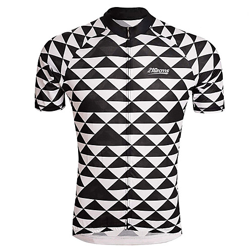 

21Grams Men's Short Sleeve Cycling Jersey Spandex BlackWhite Plaid Checkered Solid Color Bike Jersey Top Mountain Bike MTB Road Bike Cycling UV Resistant Quick Dry Breathable Sports Clothing Apparel