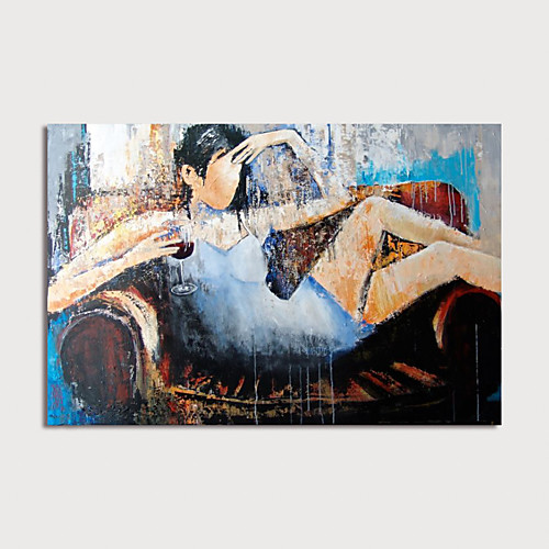 

Oil Painting Hand Painted Horizontal Abstract People Modern Stretched Canvas