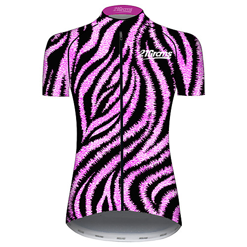 

21Grams Women's Short Sleeve Cycling Jersey Purple Stripes Geometic Bike Jersey Top Mountain Bike MTB Road Bike Cycling UV Resistant Breathable Quick Dry Sports Clothing Apparel / Stretchy / Race Fit