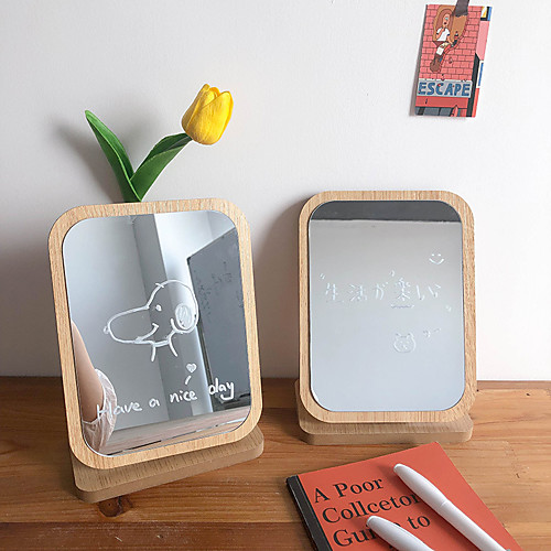 

Nordic style cute wooden makeup mirror student dormitory room portable desktop desktop dressing mirror
