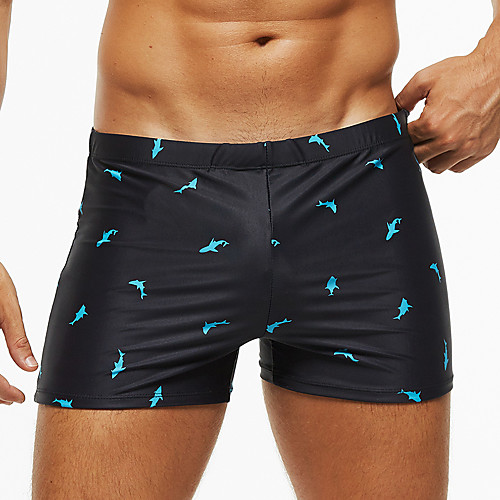 

Men's Sporty Basic Blue Boy Leg Swim Trunk Bottoms Bikini Bottoms Swimwear Swimsuit - Animal Lace up Print M L XL Blue