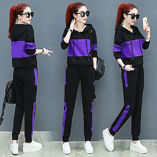 

Women's 2 Piece Tracksuit Sweatsuit Jogging Suit Street Casual Winter Long Sleeve Breathable Soft Fitness Running Jogging Sportswear Hoodie Track pants Violet Red Dark Green Activewear Micro-elastic