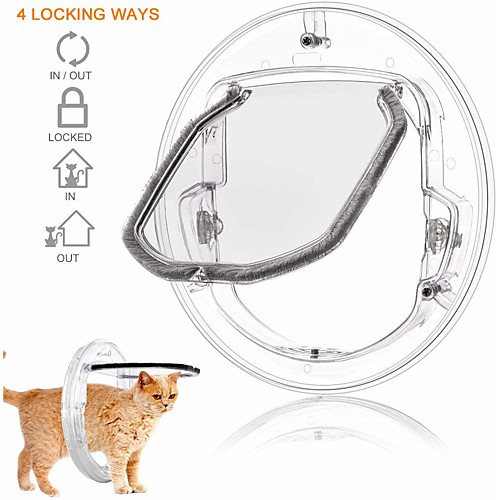 

4 Way Lockable Dog Cat Kitten Door Security Animal Flap Door ABS Plastic Small Pet Cat Dog Gate Window Pet Products
