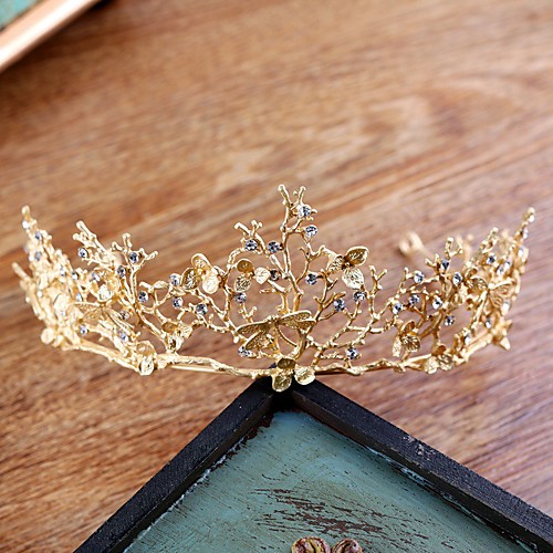 

Women's Tiaras For Wedding Party Evening Prom Festival Byzantine Alloy Golden 1pc