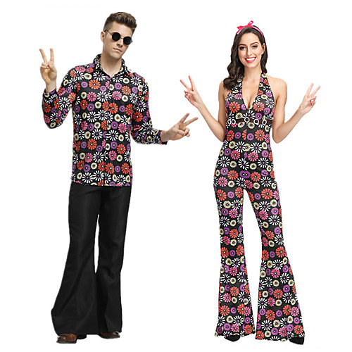 

Hippie Disco Retro Vintage 1960s Hippie 1970s Disco Outfits Flowy Pants Dude Funk Couple's Men's Women's Cotton Costume Purple / Rainbow Vintage Cosplay Sleeveless / Leotard / Onesie