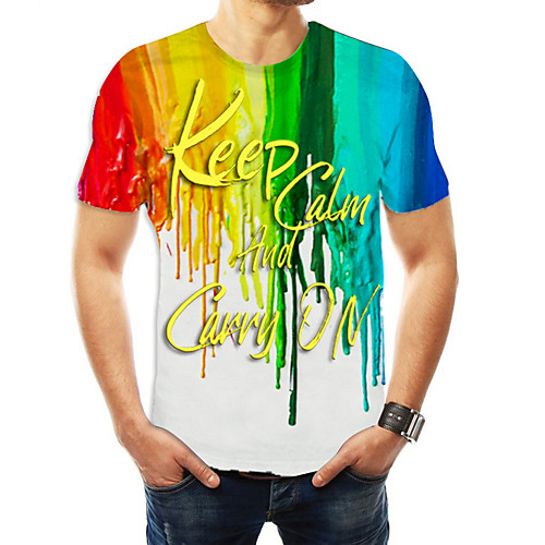 

Love wins Men's Daily Weekend Basic T-shirt - Color Block / 3D / Letter RainbowKeep Clam And Carry On Keep Calm and Carry on