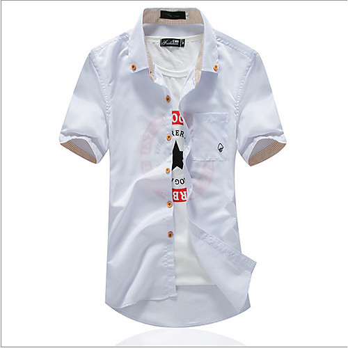 

Men's Solid Colored Slim Shirt Daily Wine / White / Black / Blue / Blushing Pink / Navy Blue / Short Sleeve