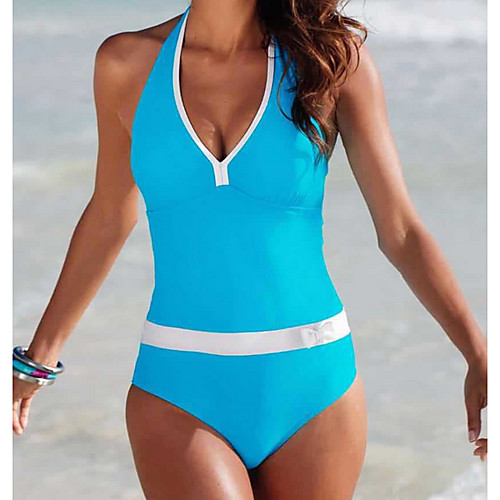 

Women's One-piece Swimwear Swimsuit - Color Block S M L Black Blue Navy Blue