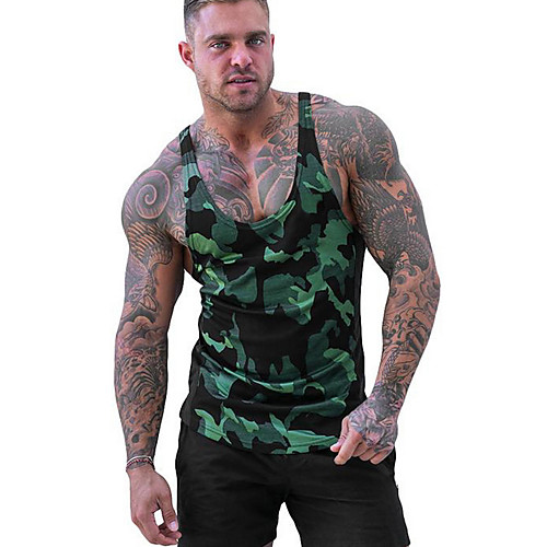 

Men's Graphic Camo / Camouflage Tank Top - Cotton Daily Round Neck Black / Red / Army Green / Green / Gray / Sleeveless