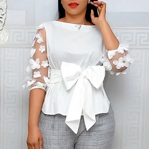 

Women's Solid Colored Bow Shirt Daily Casual White / Red / Yellow / Green