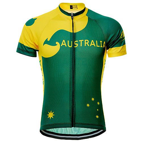 

21Grams Australia National Flag Women's Short Sleeve Cycling Jersey - Green Bike Top UV Resistant Breathable Quick Dry Sports Terylene Mountain Bike MTB Road Bike Cycling Clothing Apparel / Race Fit