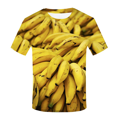 

Men's 3D T-shirt Daily Round Neck Yellow / Short Sleeve