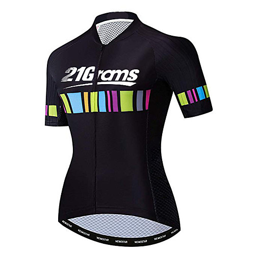 

21Grams Women's Short Sleeve Cycling Jersey Spandex Black / Blue Stripes Bike Jersey Top Mountain Bike MTB Road Bike Cycling UV Resistant Quick Dry Breathable Sports Clothing Apparel / Stretchy