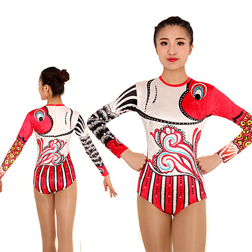 

Rhythmic Gymnastics Leotards Artistic Gymnastics Leotards Women's Girls' Kids Leotard Spandex High Elasticity Handmade Long Sleeve Competition Dance Rhythmic Gymnastics Artistic Gymnastics Red