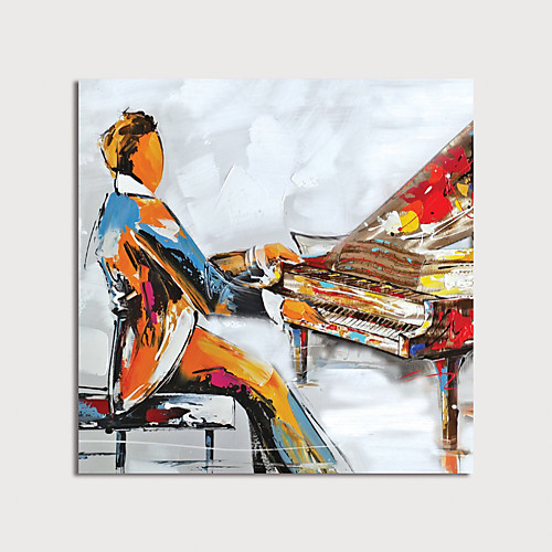 

Hand Painted Canvas Oilpainting Abstract People Playing Piano by Knife Home Decoration with Frame Painting Ready to Hang