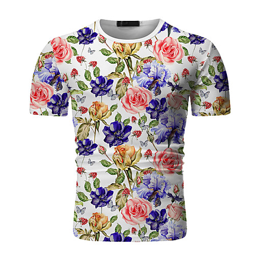 

Men's T shirt Geometric Short Sleeve Daily Tops White Black