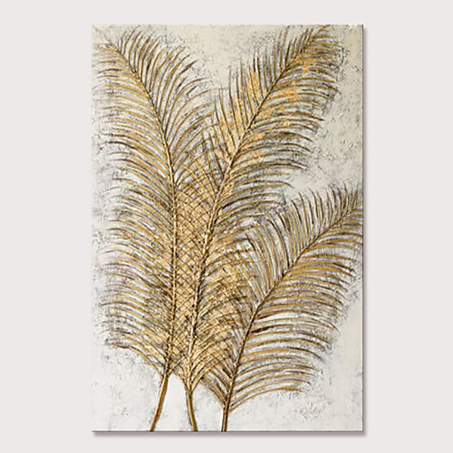 

Mintura Hand Painted Golden Leaves Oil Paintings on Canvas Modern Abstract Wall Picture Pop Art Posters For Home Decoration Ready To Hang