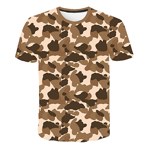 

Men's Plus Size Color Block 3D Print T-shirt Basic Exaggerated Daily Sports Round Neck Rainbow / Short Sleeve / Camo / Camouflage