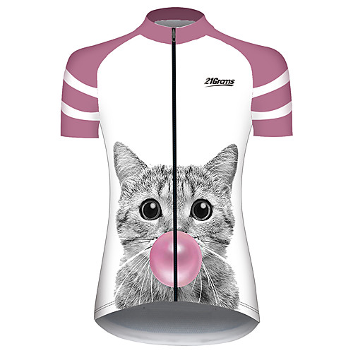 

21Grams Women's Short Sleeve Cycling Jersey Spandex Pink Cat Balloon Animal Bike Jersey Top Mountain Bike MTB Road Bike Cycling UV Resistant Quick Dry Breathable Sports Clothing Apparel / Stretchy