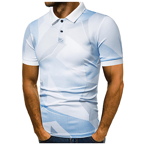 

Men's Striped Solid Colored Polo Basic Elegant Daily Work Shirt Collar White / Gray / Short Sleeve
