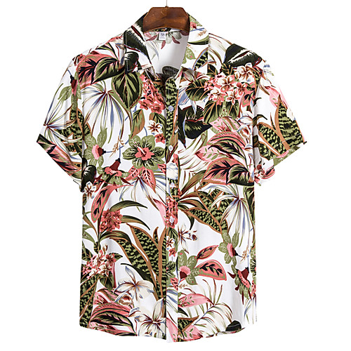 

Men's Shirt Floral Short Sleeve Daily Tops Basic Boho Rainbow
