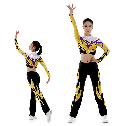 

Cheerleader Costume Gymnastics Suits Women's Girls' Kids Pants / Trousers Spandex High Elasticity Handmade Long Sleeve Competition Dance Rhythmic Gymnastics Gymnastics Yellow