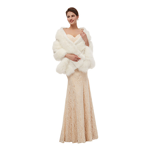 

Sleeveless Shawls Faux Fur Wedding Women's Wrap With Solid