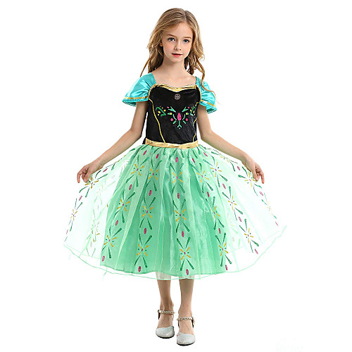 

Princess Anna Dress Party Costume Christmas Dress Girls' Movie Cosplay A-Line Slip Vacation Dress Green / Green (With Accessories) Dress Christmas Halloween Children's Day Polyester