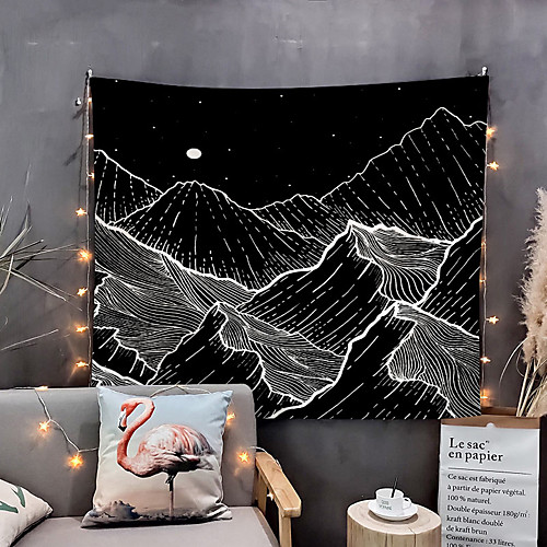 

Wall Tapestry Art Decor Blanket Curtain Picnic Tablecloth Hanging Home Bedroom Living Room Dorm Decoration Black and White Mountain Galaxy Star Moon