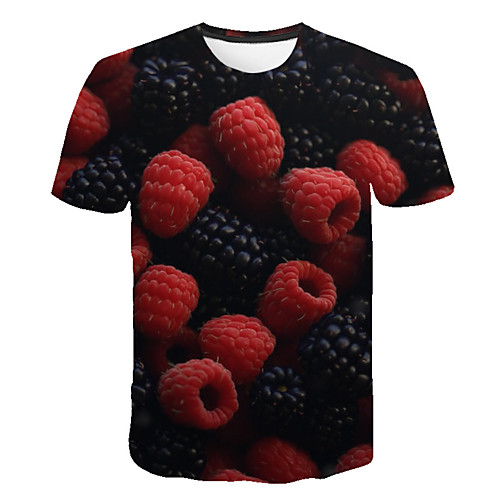 

Men's T shirt Color Block 3D Fruit Plus Size Print Short Sleeve Daily Tops Basic Exaggerated Rainbow