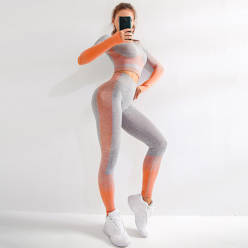 

Women's 2 Piece Seamless Activewear Set Workout Outfits Yoga Suit Athletic Athleisure Long Sleeve Winter High Rise Nylon Breathable Soft Push Up Fitness Gym Workout Running Jogging Sportswear Skinny