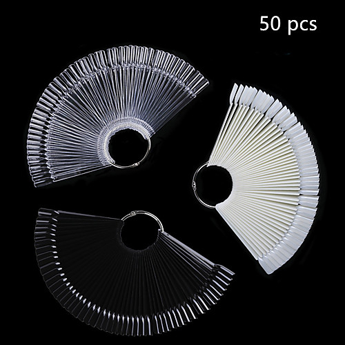 

50pcs color card false nail tips fan shape transparent white display manicure nail art practice display tools