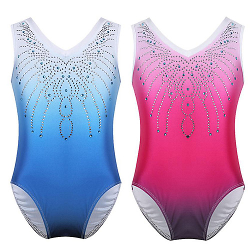 

21Grams Rhythmic Gymnastics Leotards Artistic Gymnastics Leotards Women's Girls' Kids Leotard Spandex High Elasticity Breathable Handmade Sleeveless Training Dance Rhythmic Gymnastics Artistic