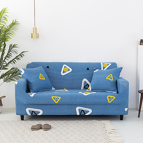 

Cartoon Triangles Print Dustproof Stretch Slipcovers Stretch Sofa Cover Super Soft Fabric Couch Cover (You will Get 1 Throw Pillow Case as free Gift)