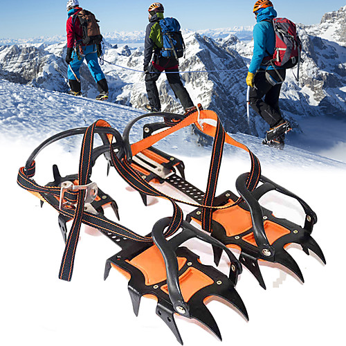 

Traction Cleats Crampons Spikes Ice Gripper Cleats 12 Teeth Professional Adjustable Anti-skidding Stainless Steel Nylon Hiking Climbing Camping Outdoor Walking Orange / Black 2 pcs