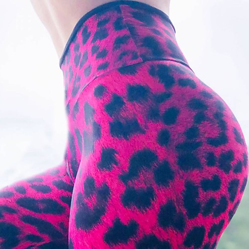 

Women's Sporty Slim Sweatpants Pants Leopard Purple