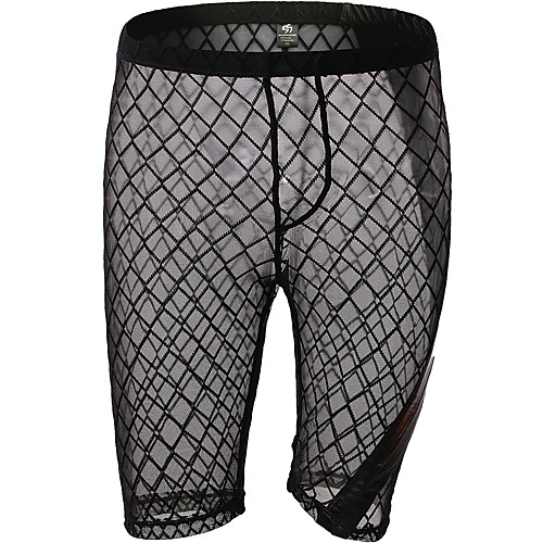 

Men's Mesh Boxers Underwear - Normal Low Waist Black M L XL